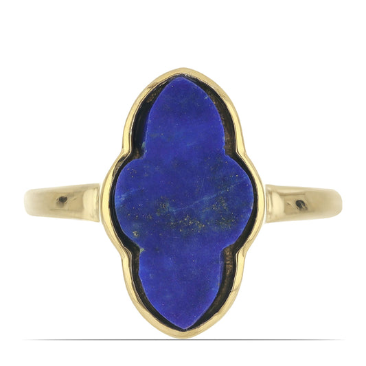 Anillo de Plata Bañada en Oro con Lapislázuli de Badakhshan