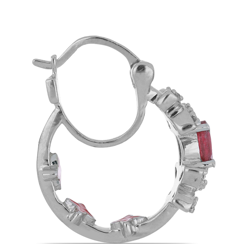 Pendientes de Plata con Rubí de Madagascar y Topacio Blanco 2 