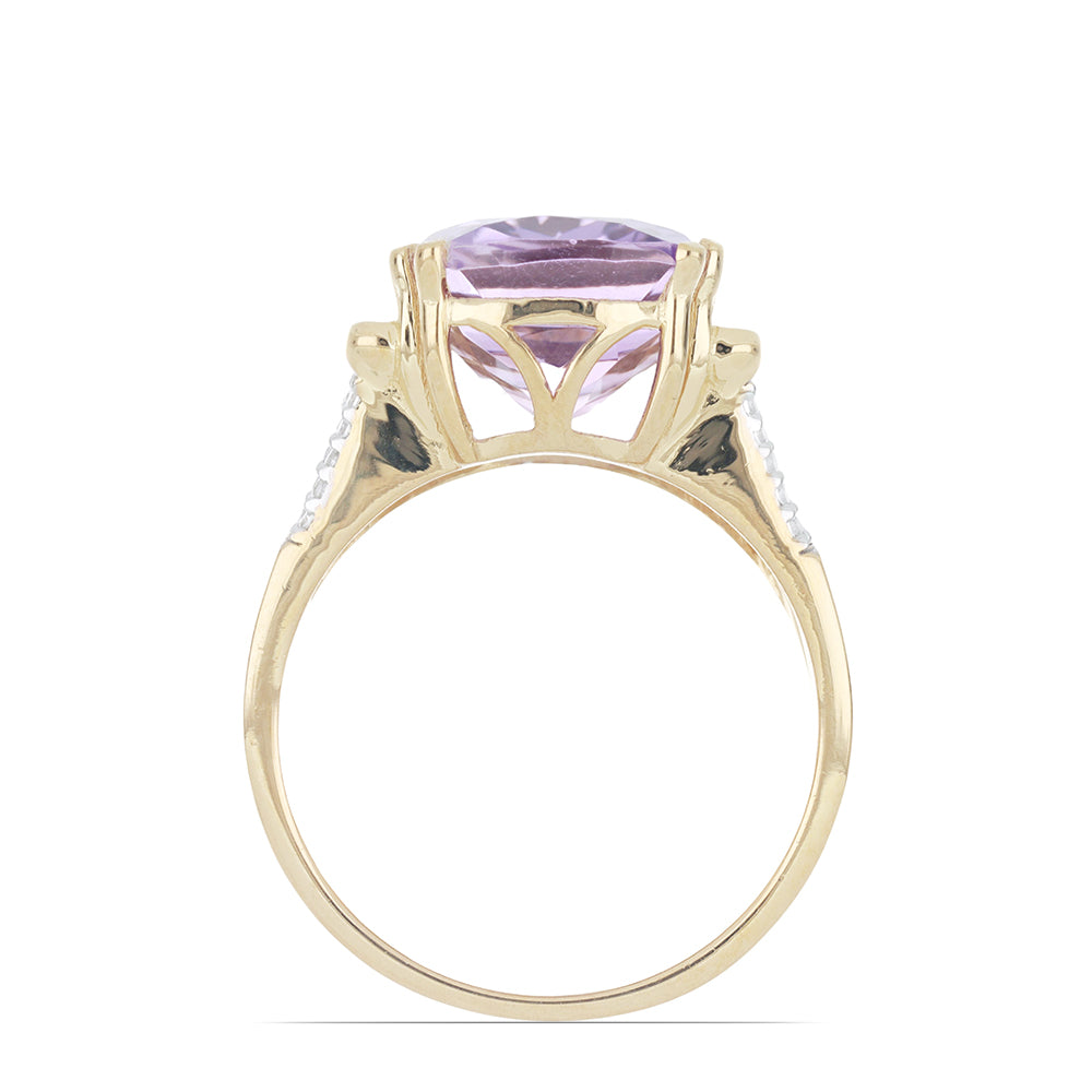 Anillo de Plata Bañada en Oro con Amatista de Vera Cruz y Topacio Blanco 3 