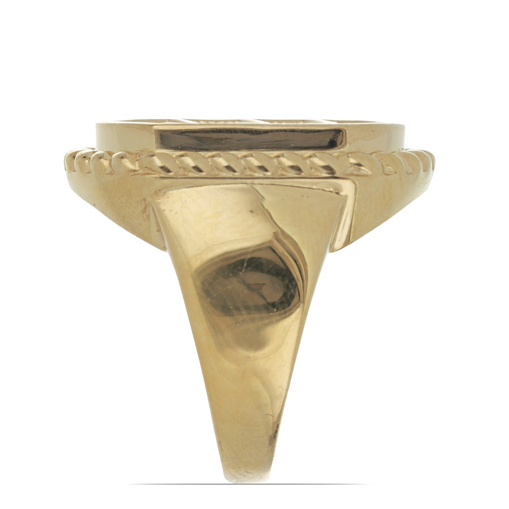 Anillo de Plata Bañada en Oro con Coral de Esponja Roja 2 