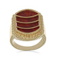 Anillo de Plata Bañada en Oro con Coral de Esponja Roja