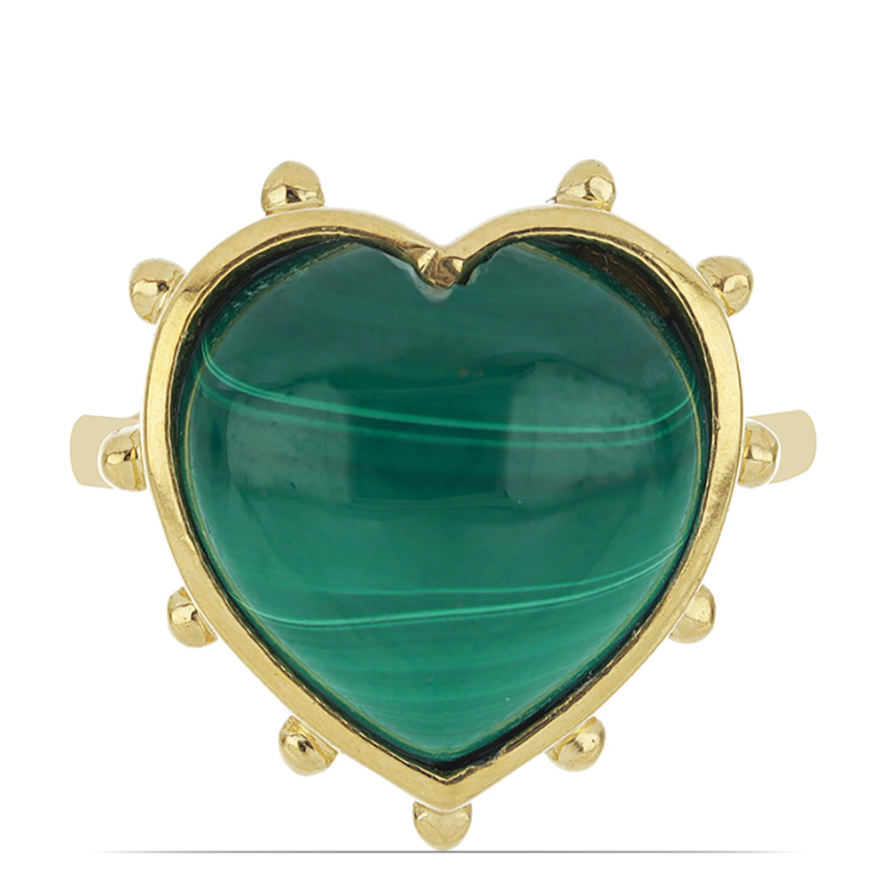 Anillo de Plata Bañada en Oro con Malaquita de Gales 1 