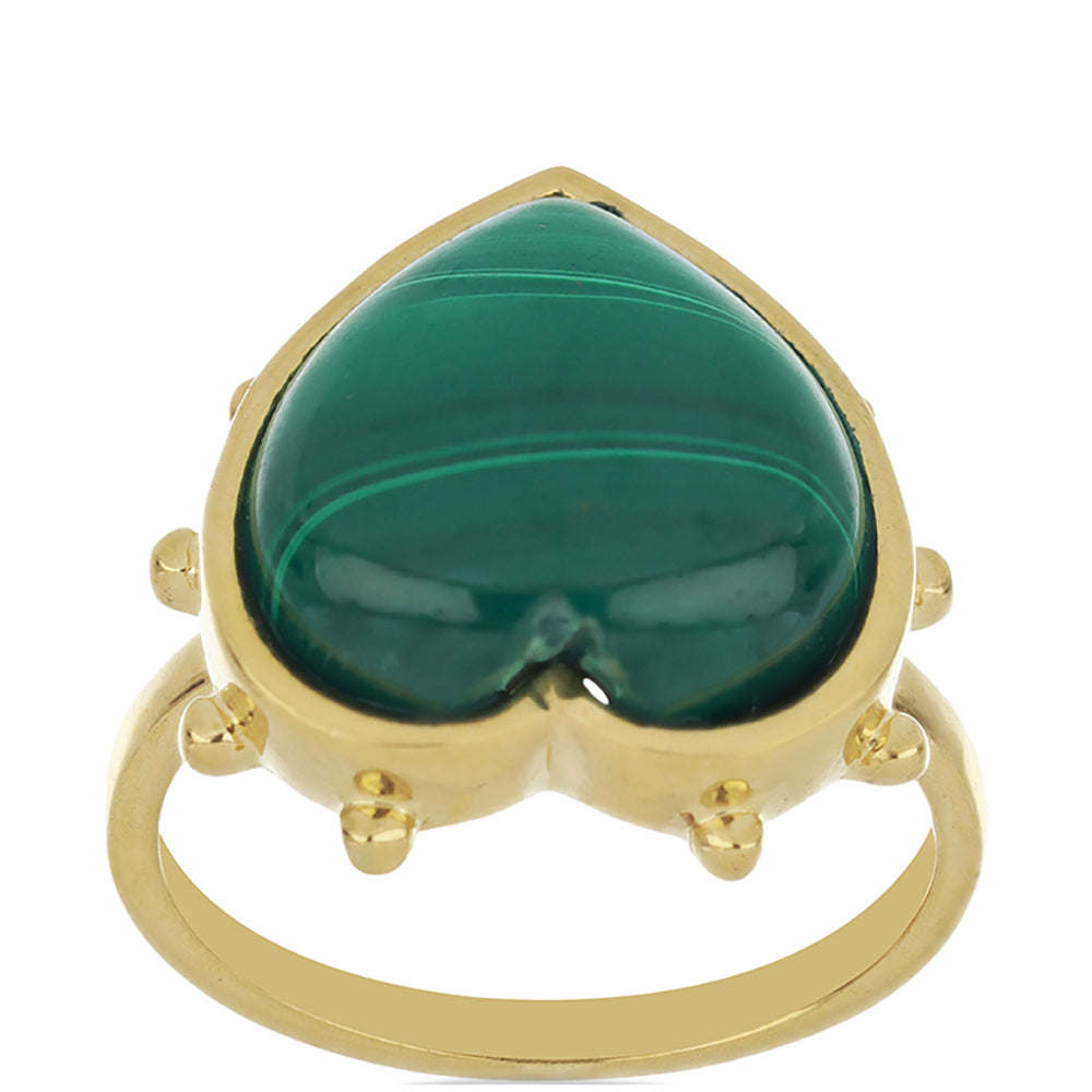 Anillo de Plata Bañada en Oro con Malaquita de Gales 2 