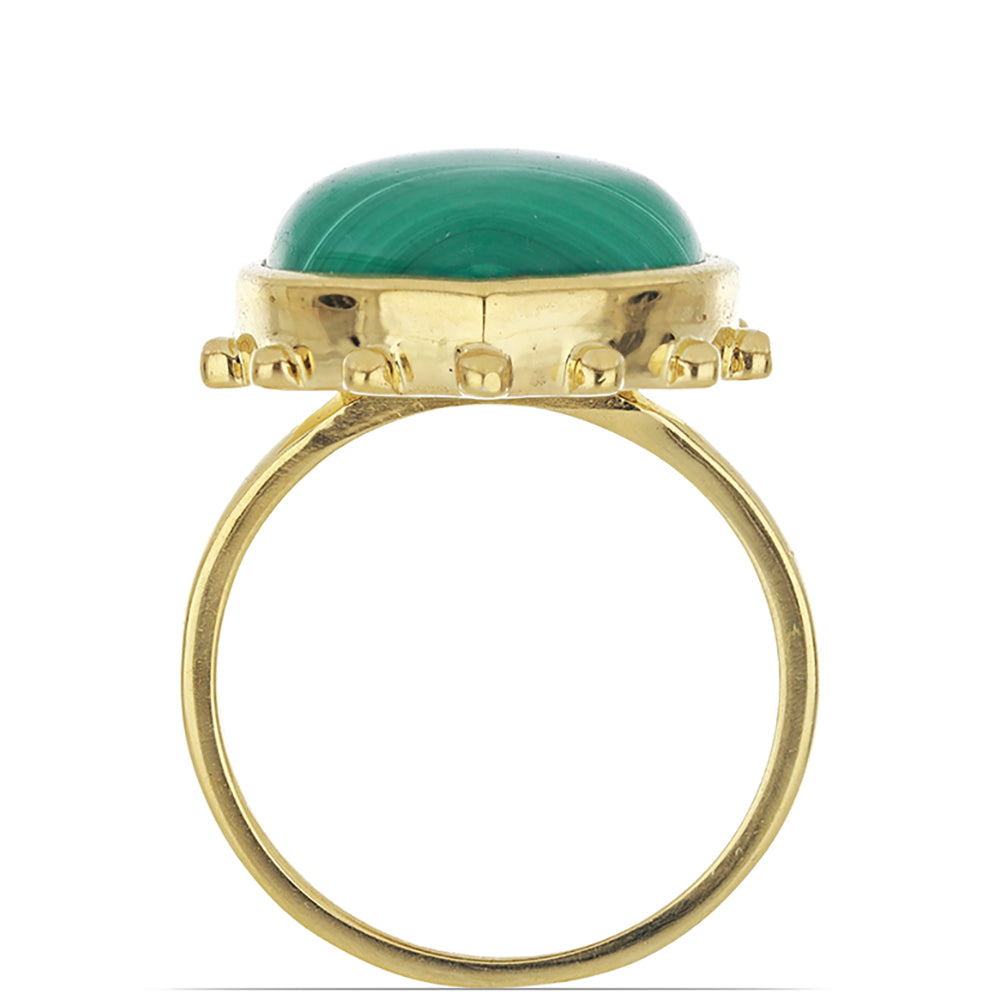 Anillo de Plata Bañada en Oro con Malaquita de Gales 3 