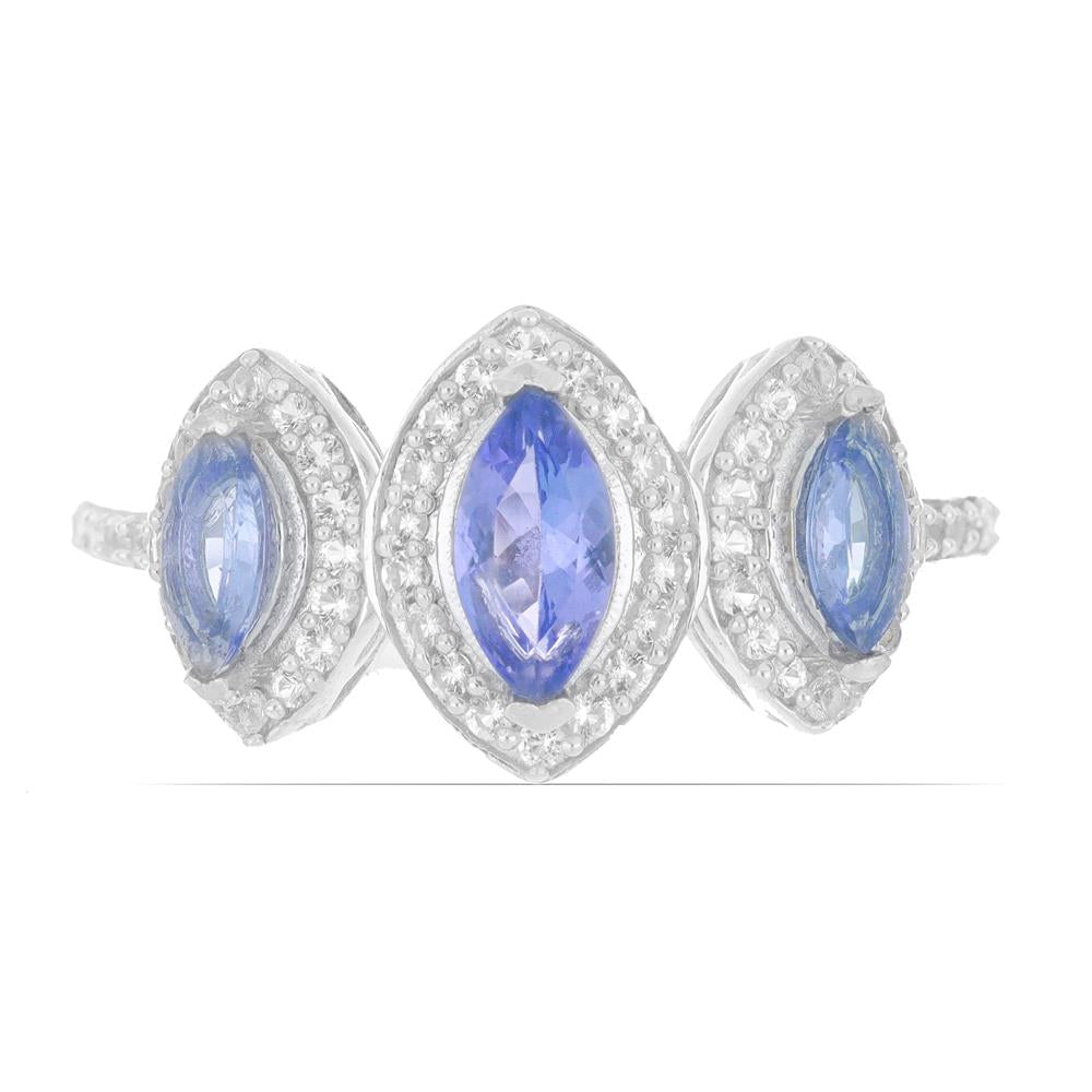 Anillo de Plata con Tanzanita y Topacio Blanco 1 
