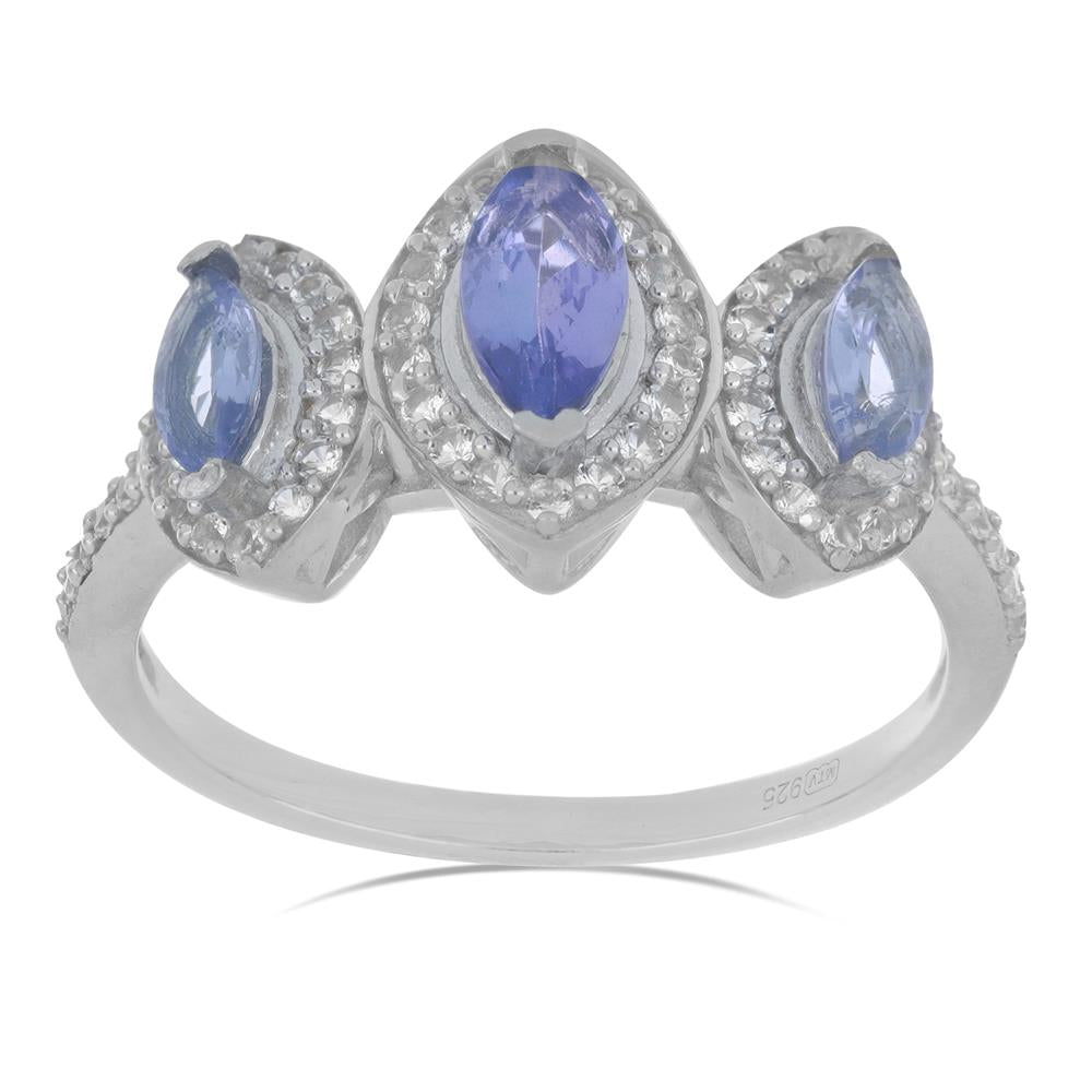 Anillo de Plata con Tanzanita y Topacio Blanco 2 