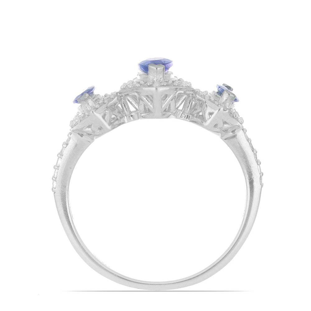 Anillo de Plata con Tanzanita y Topacio Blanco 3 