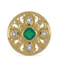 Anillo de Plata Bañada en Oro con Ágata Verde y Topacio Blanco