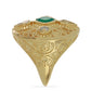 Anillo de Plata Bañada en Oro con Ágata Verde y Topacio Blanco