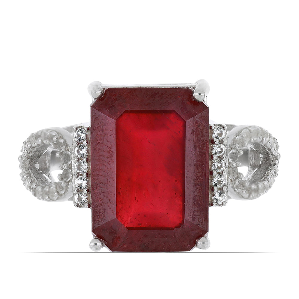 Anillo de Plata con Rubí de Madagascar y Topacio Blanco 1 