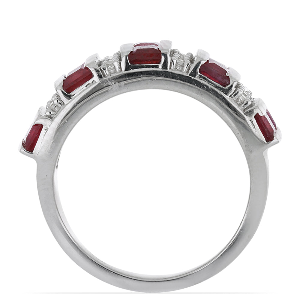Anillo de Plata con Rubí de Madagascar y Topacio Blanco