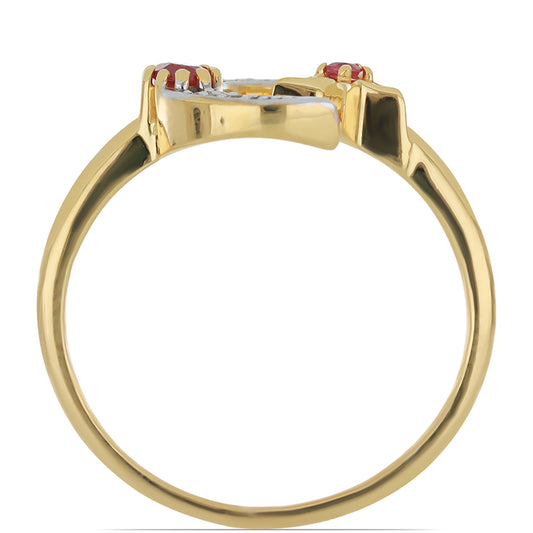 Anillo de Plata Bañada en Oro con Rubí de Madagascar y Topacio Blanco
