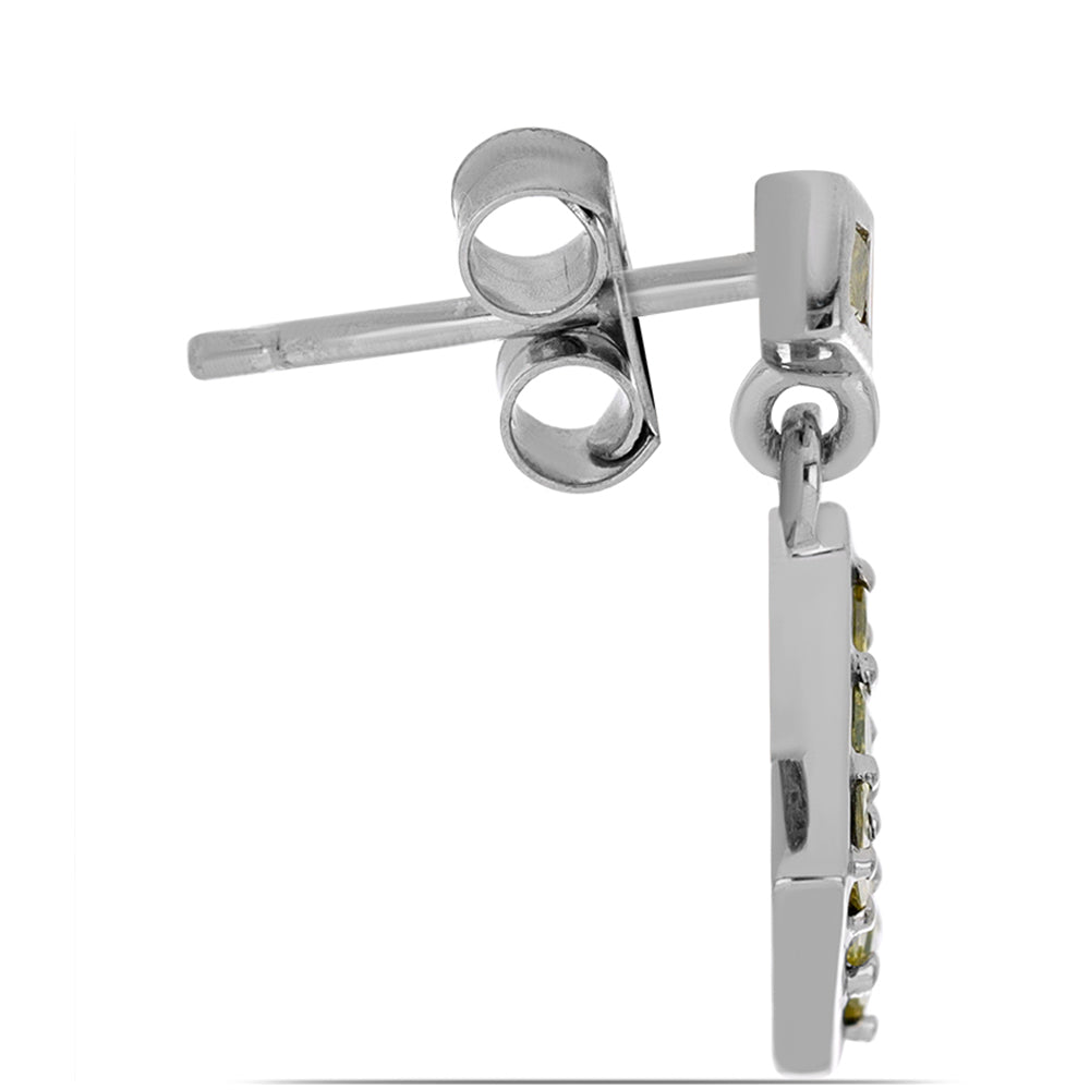 Pendientes de Plata con Diamante Amarillo 2 