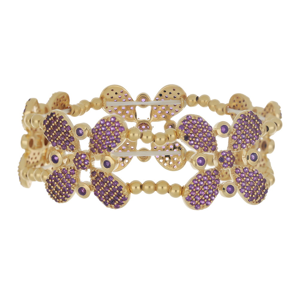 Pulsera de Plata Bañada en Oro con Amatista de Zambia