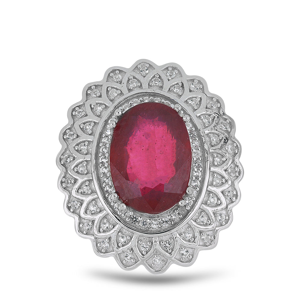 Anillo de Plata con Rubí de Madagascar y Topacio Blanco