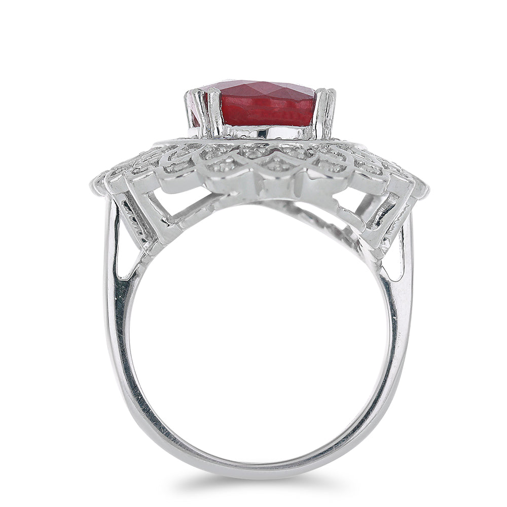 Anillo de Plata con Rubí de Madagascar y Topacio Blanco 2 
