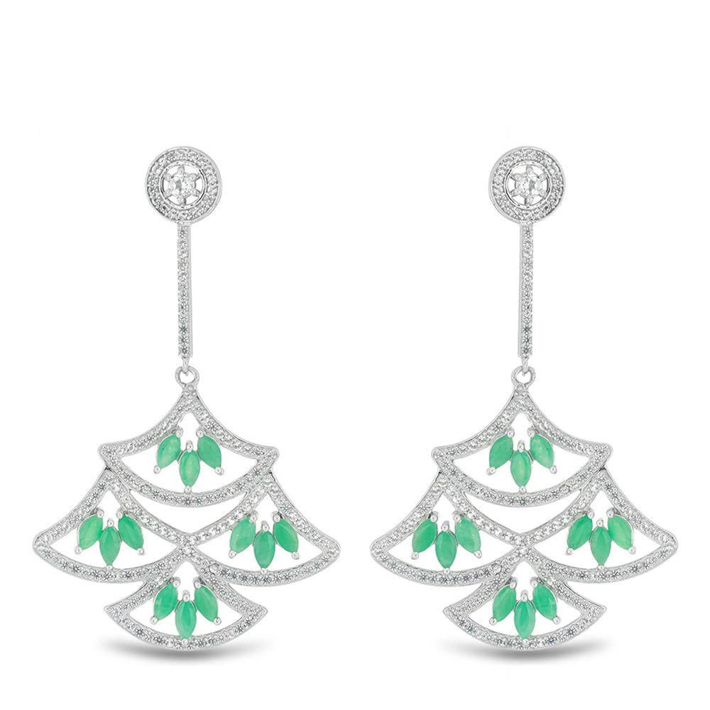 Pendientes de Plata con Esmeralda de Brasil y Topacio Blanco