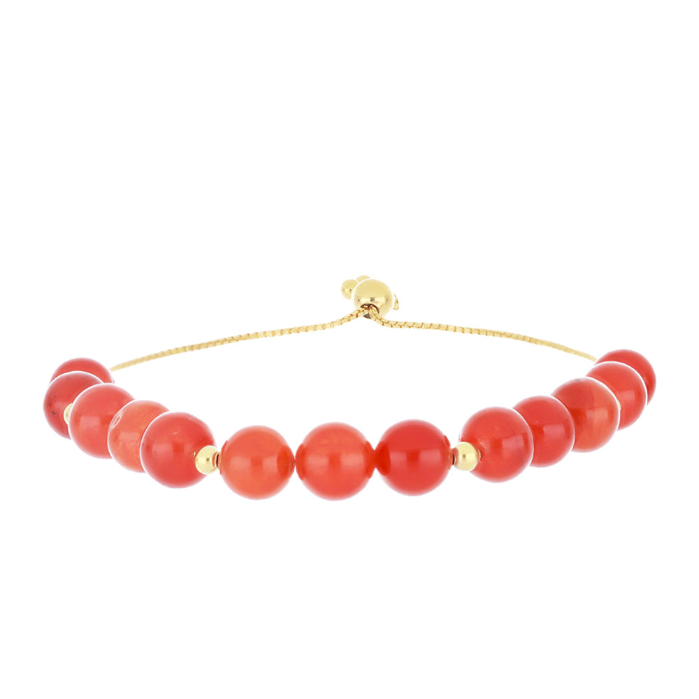 Pulsera de Plata Bañada en Oro con Ágata Roja 1 