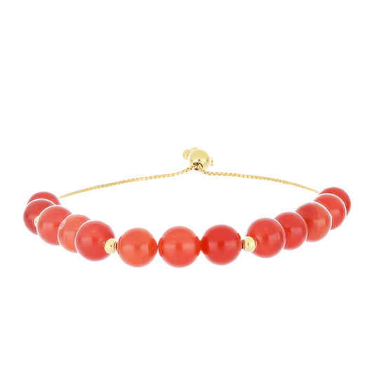 Pulsera de Plata Bañada en Oro con Ágata Roja