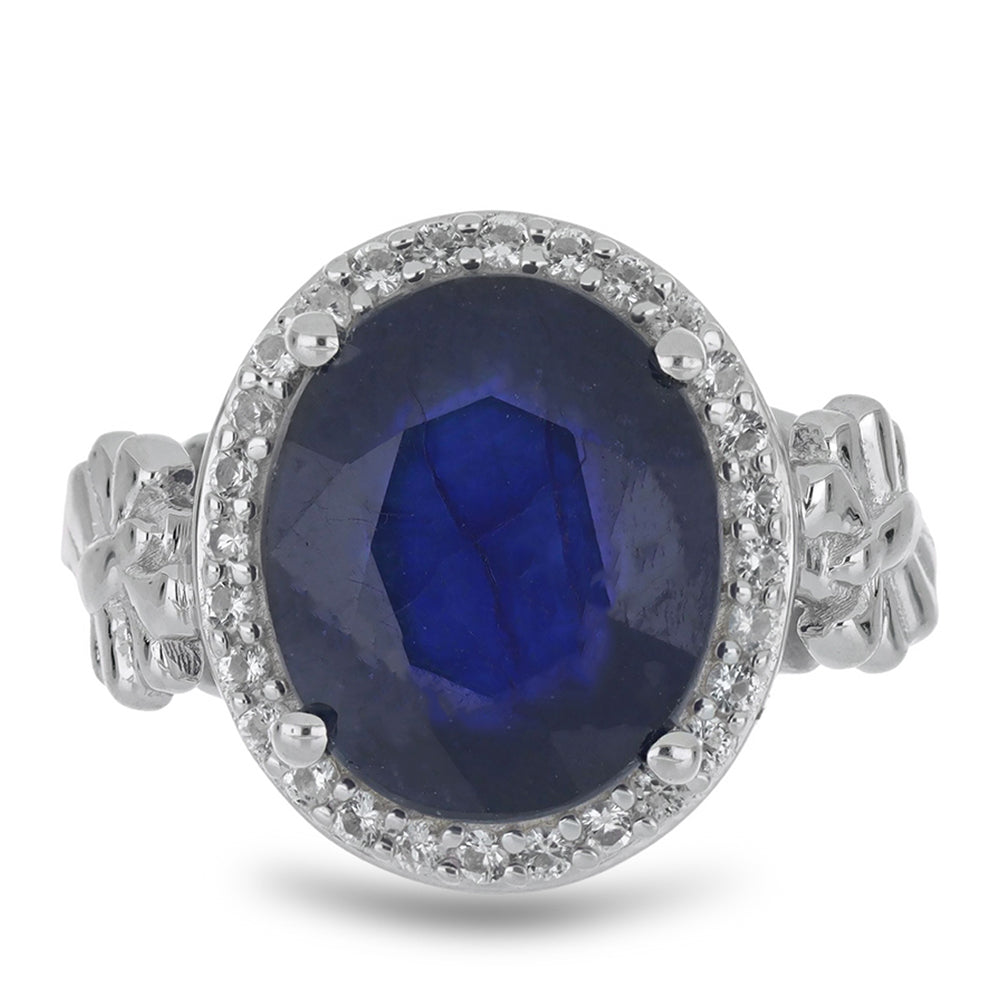 Anillo de Plata con Zafiro Azul Australiano y Topacio Blanco 1 
