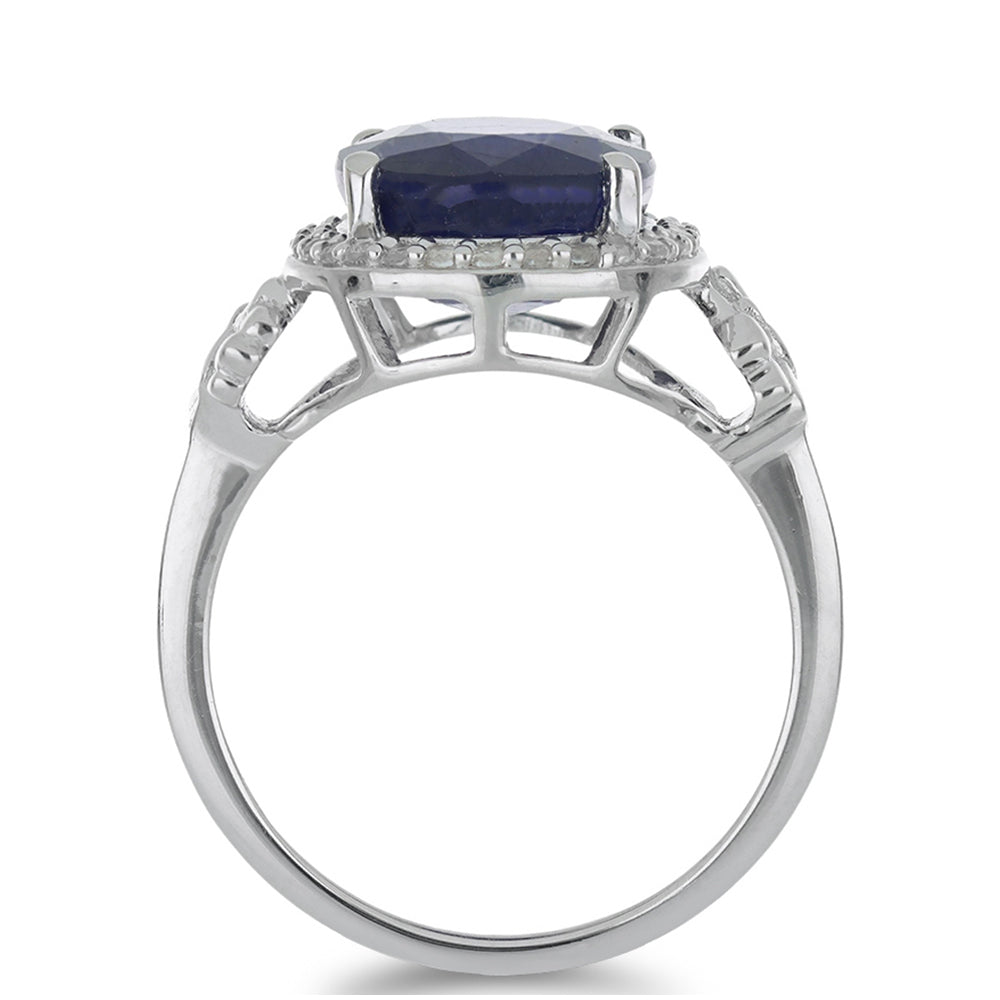 Anillo de Plata con Zafiro Azul Australiano y Topacio Blanco 2 