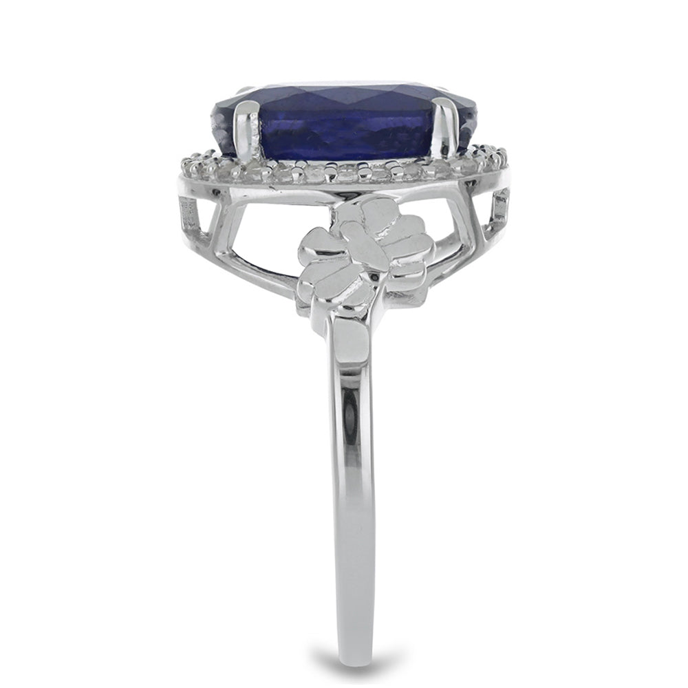 Anillo de Plata con Zafiro Azul Australiano y Topacio Blanco