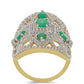 Anillo de Plata Bañada en Oro con Esmeralda de Brasil