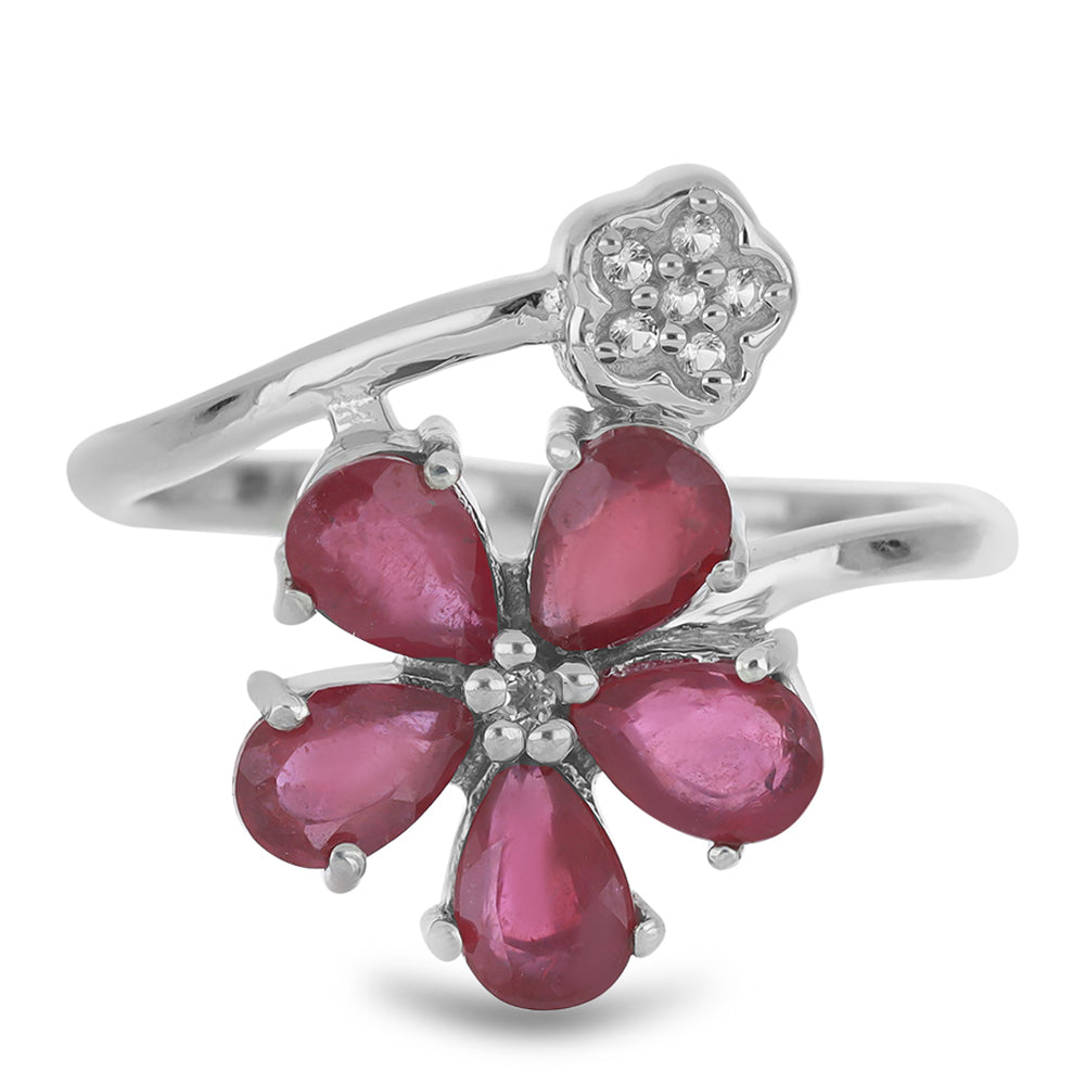 Anillo de Plata con Rubí de Madagascar y Topacio Blanco