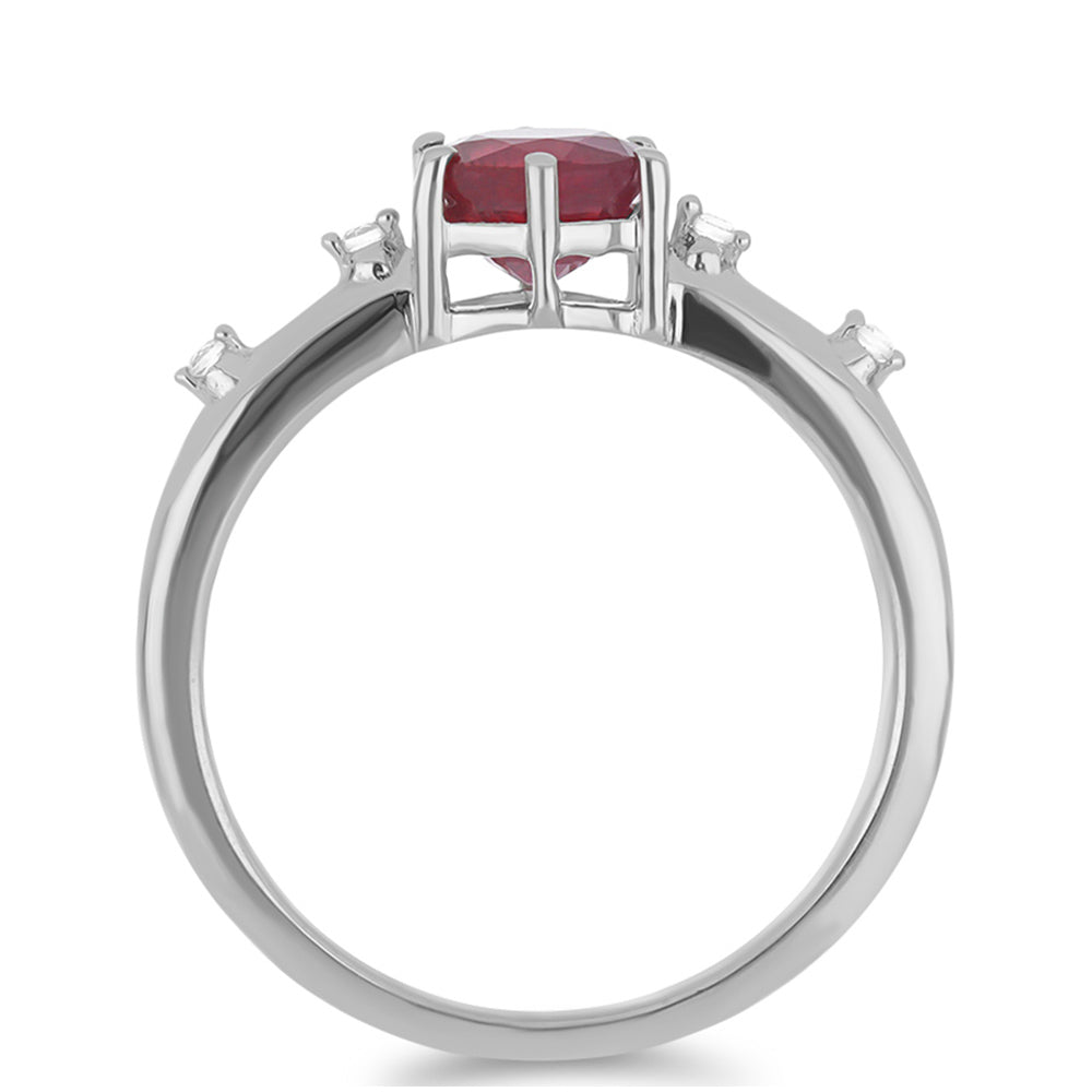 Anillo de Plata con Rubí de Madagascar y Topacio Blanco 2 