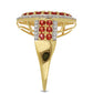 Anillo de Oro 9K con Rosario rojo de zafiro y Zircón blanco natural