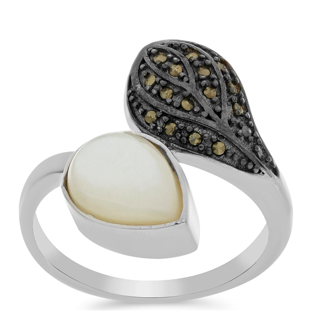 Anillo de Plata con Marcasita de Austria y Madreperla 3 