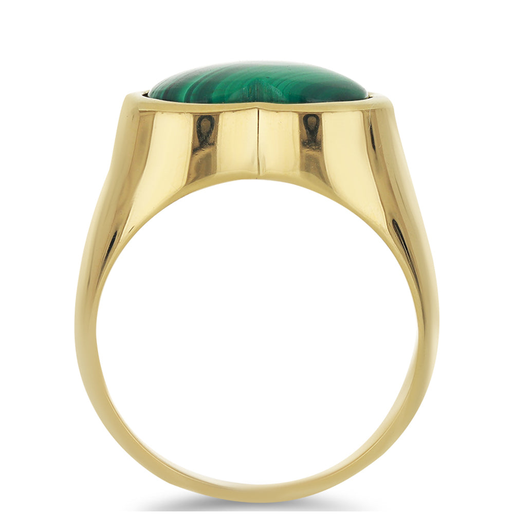Anillo de Plata Bañada en Oro con Malaquita