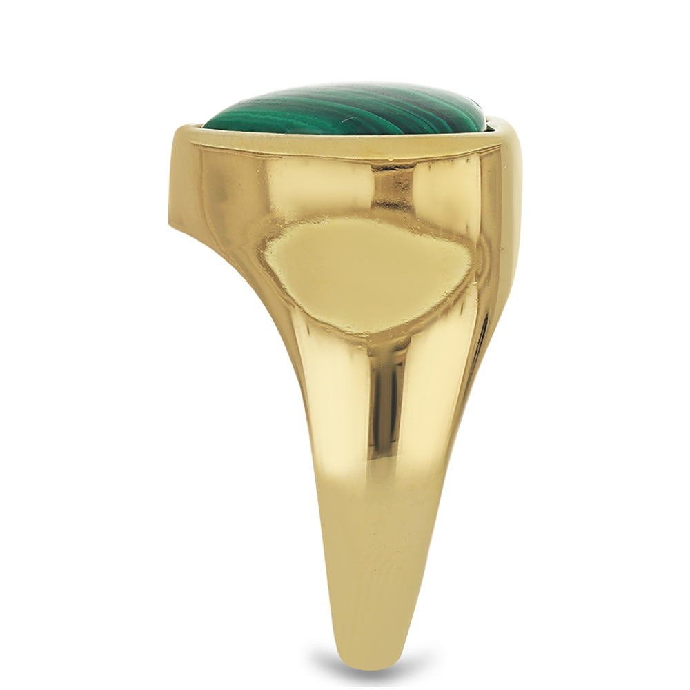 Anillo de Plata Bañada en Oro con Malaquita 4 
