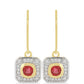Pendientes de Oro 9K con Rosario rojo de zafiro y Zircón blanco natural