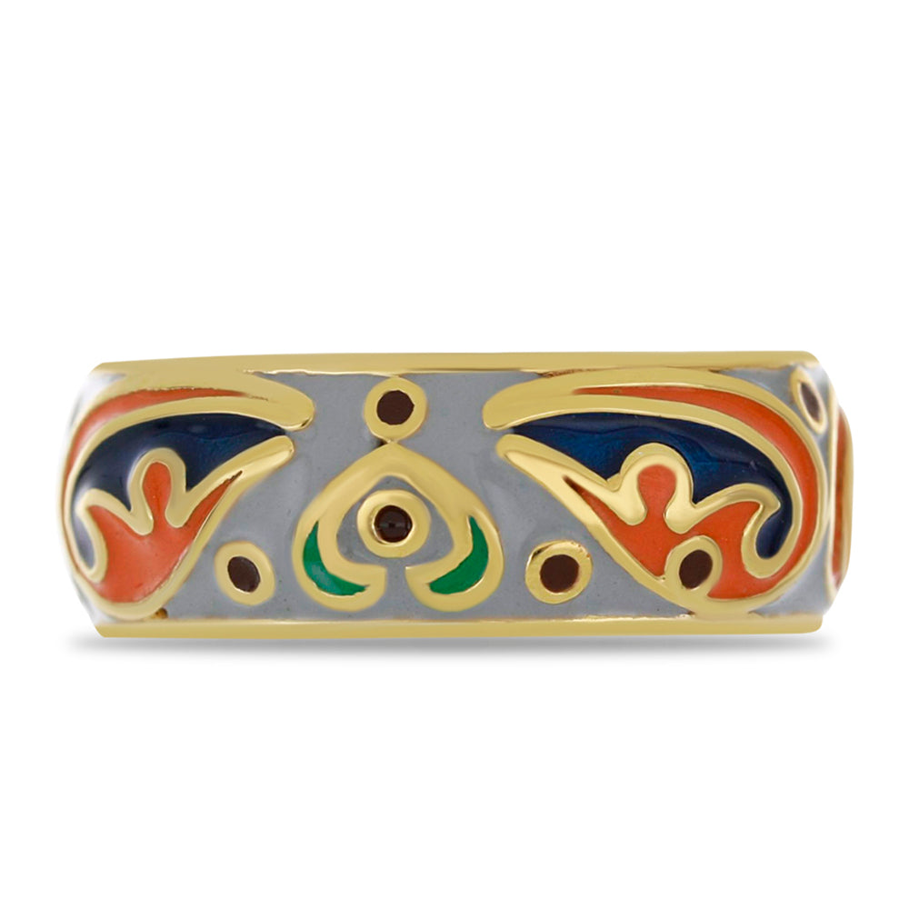 Anillo de Plata Bañada en Oro con Esmalte 1 