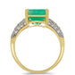 Anillo de Oro 9K con Esmeralda de Brasil y Zircón blanco natural