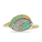 Anillo de Plata Bañada en Oro con Esmeralda de Brasil y Topacio Blanco
