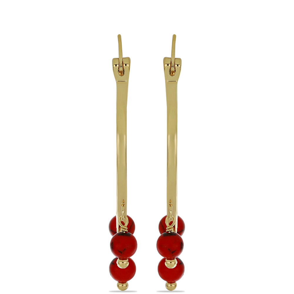 Pendientes de Plata Bañada en Oro con Coral de Esponja Roja 1 