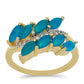 Anillo de Plata Bañada en Oro con Ópalo Azul Paraiba de Etiopía y Topacio Blanco
