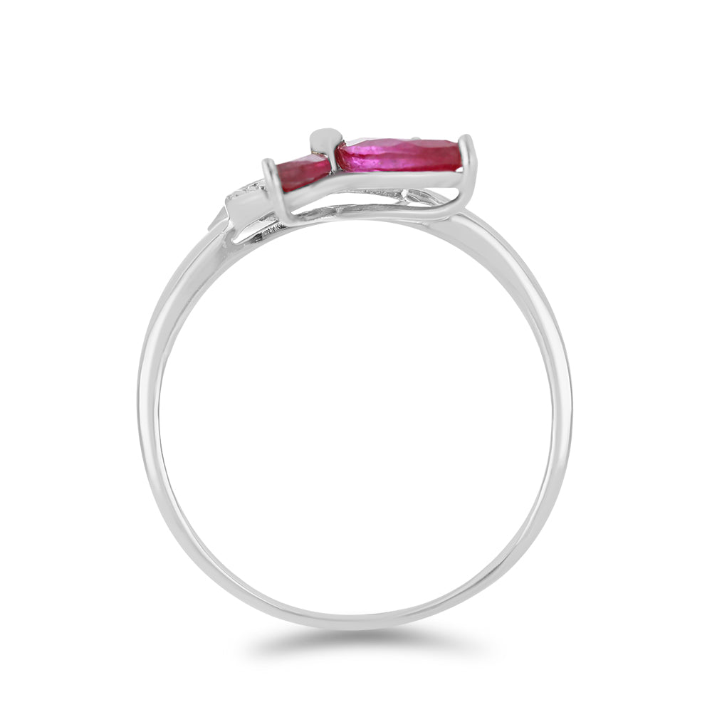 Anillo de Plata con Rubí de Madagascar y Topacio Blanco 2 