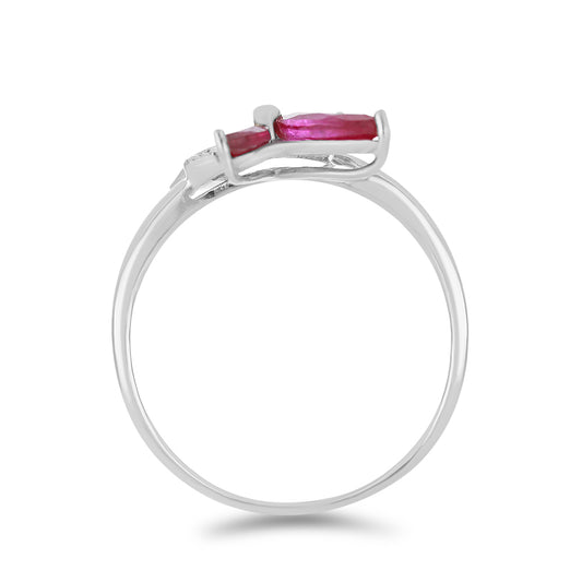 Anillo de Plata con Rubí de Madagascar y Topacio Blanco