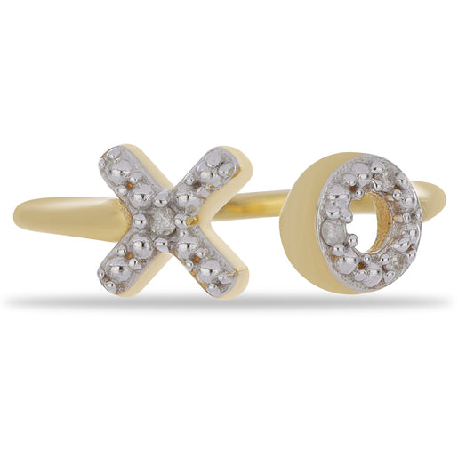 Anillo de Plata Bañada en Oro con Diamante blanco