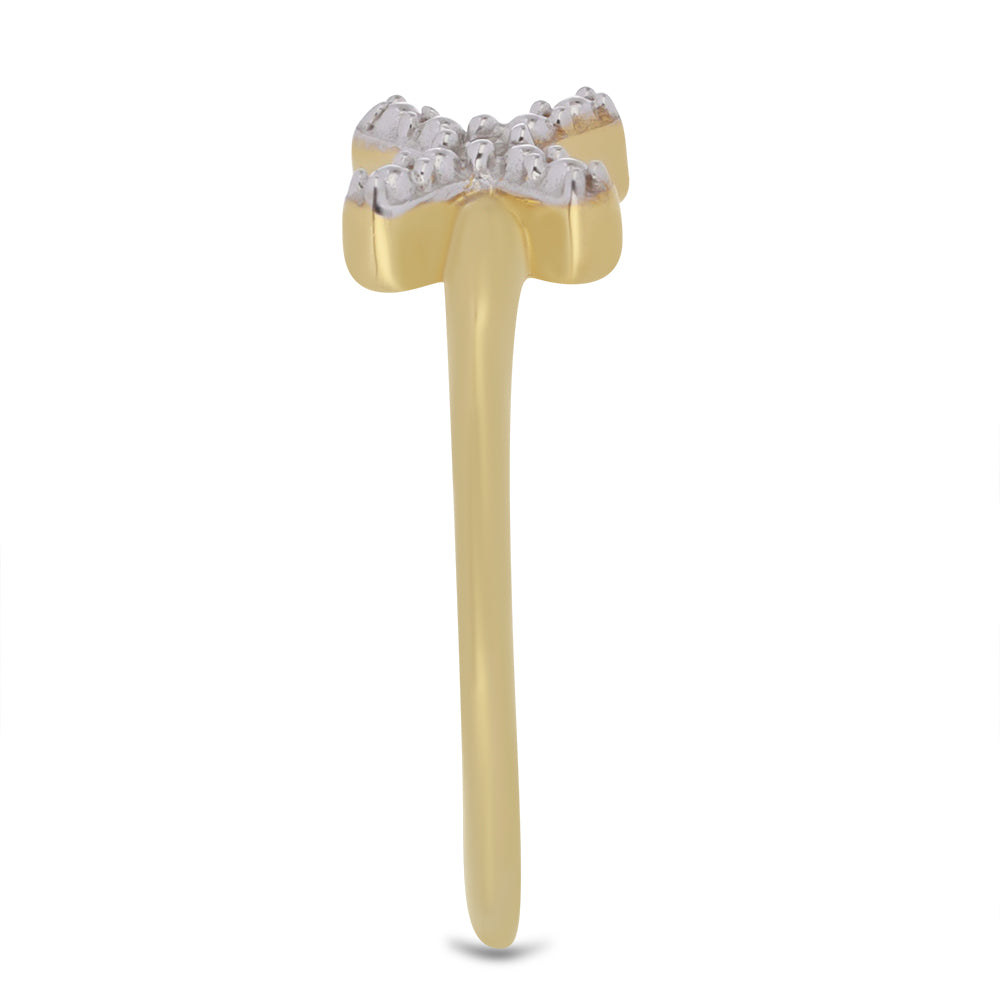Anillo de Plata Bañada en Oro con Diamante blanco 4 