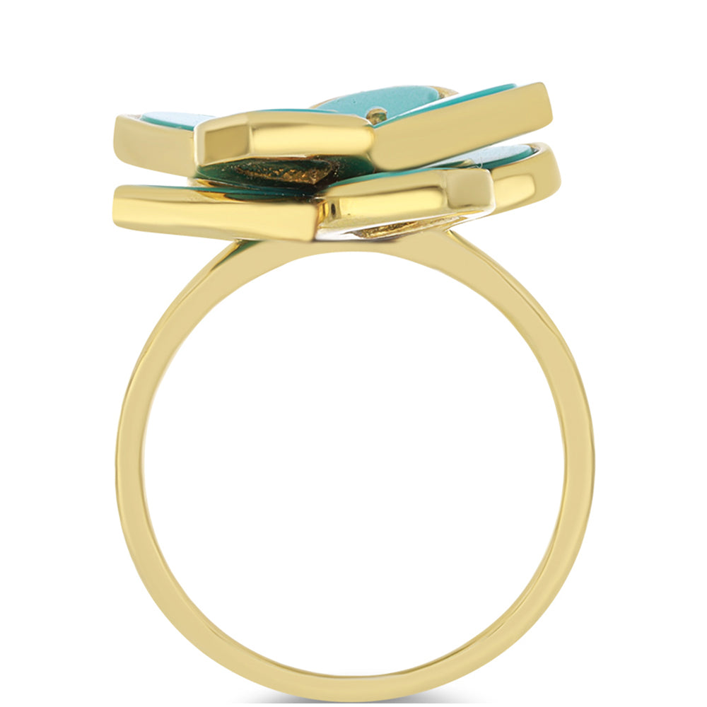 Anillo de Plata Bañada en Oro con Turquesa Bella Durmiente