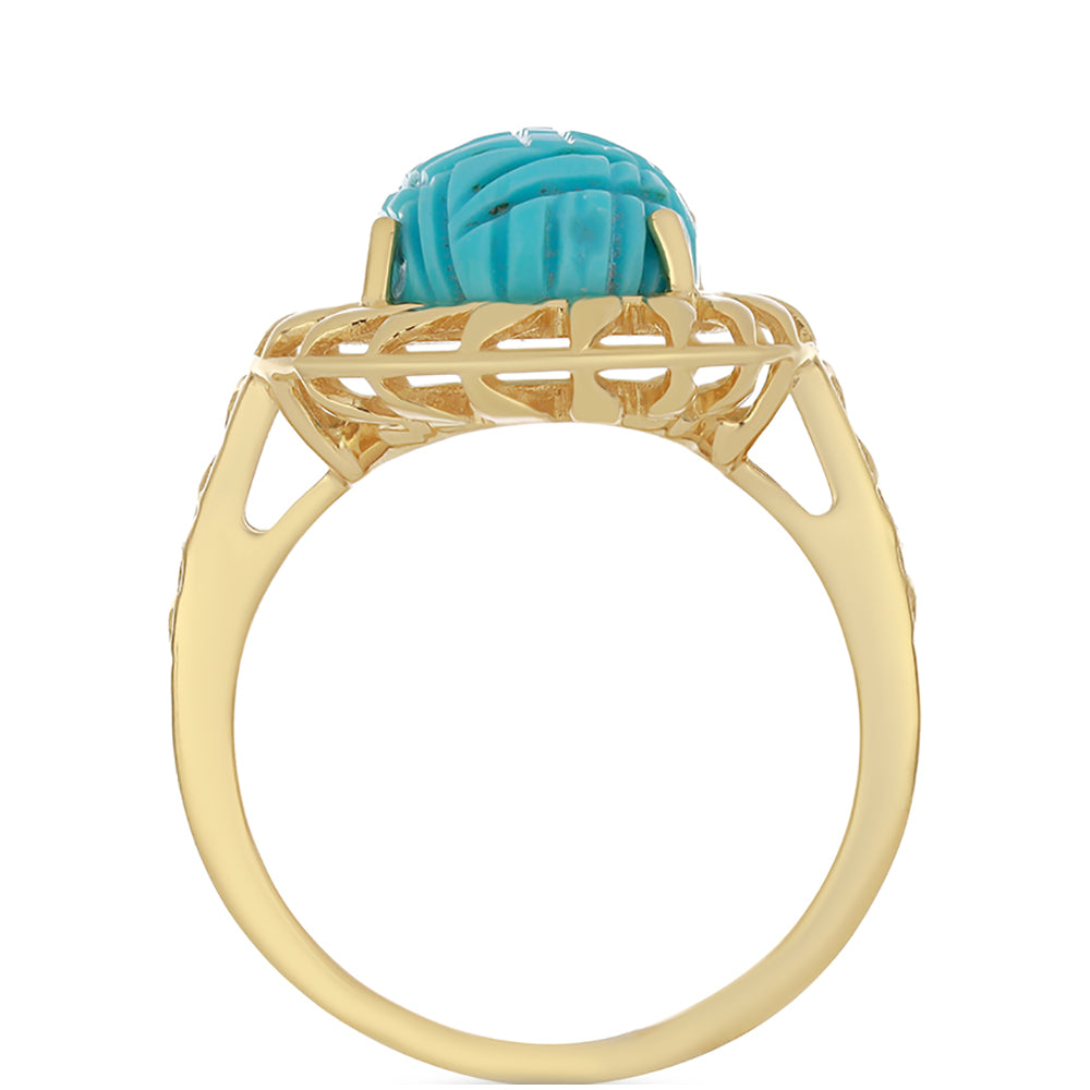 Anillo de Plata Bañada en Oro con Turquesa Bella Durmiente 2 