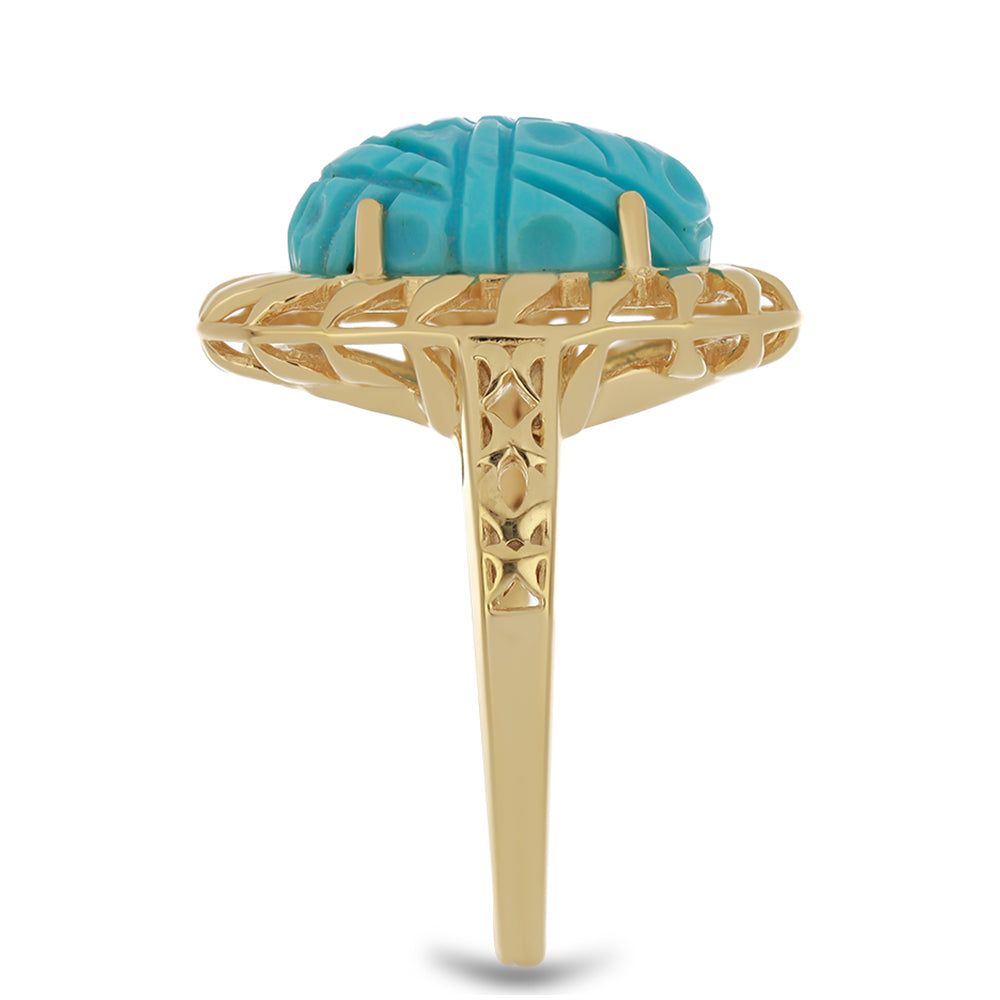 Anillo de Plata Bañada en Oro con Turquesa Bella Durmiente