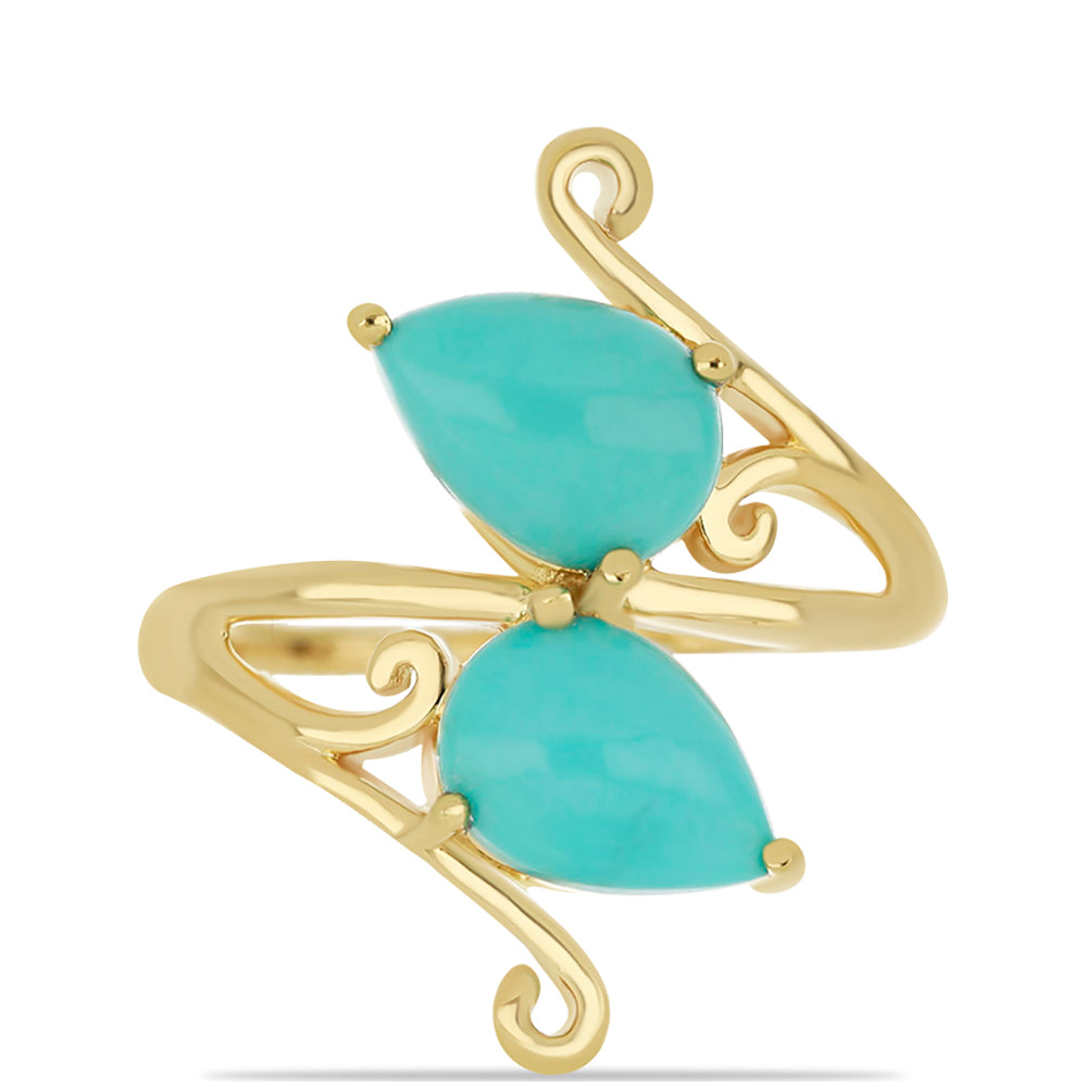 Anillo de Plata Bañada en Oro con Turquesa Bella Durmiente 1 