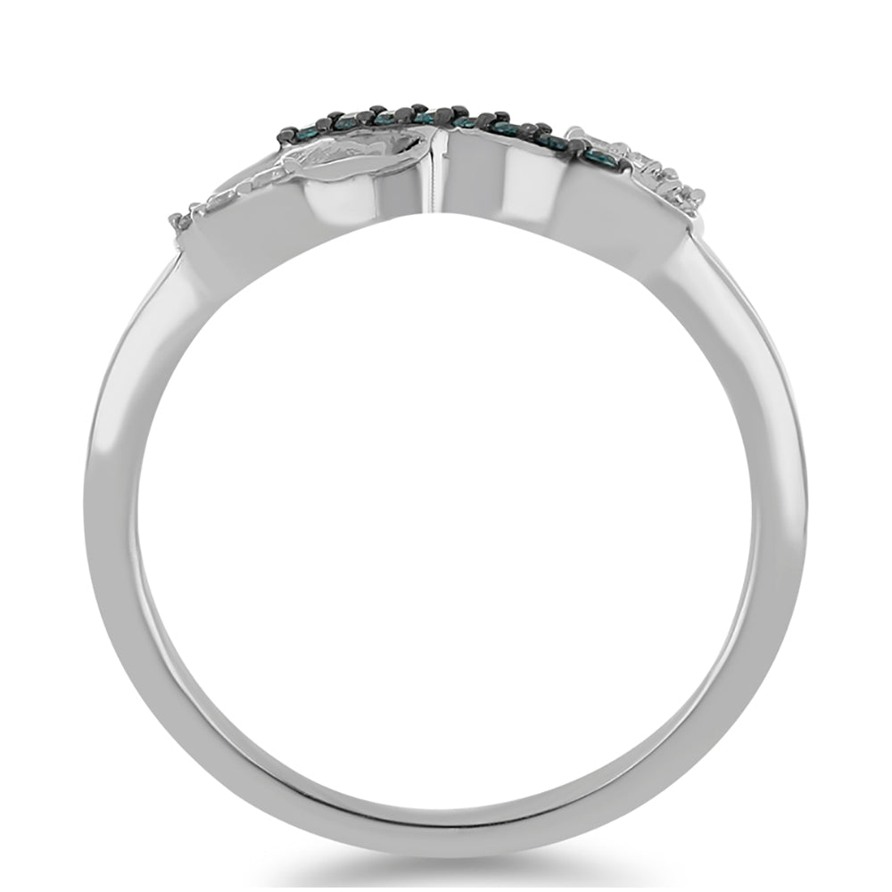 Anillo de Plata con Diamante Azul y Diamante blanco 2 