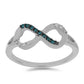 Anillo de Plata con Diamante Azul y Diamante blanco