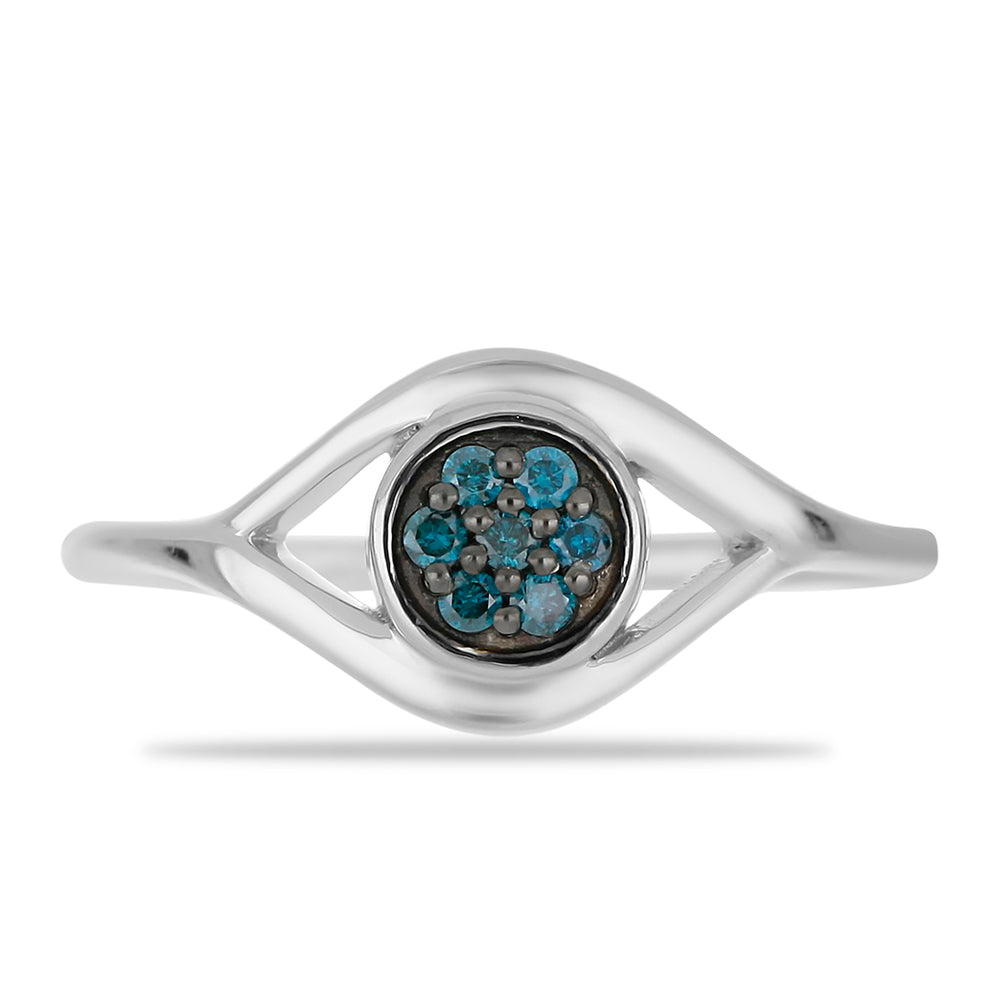 Anillo de Plata con Diamante Azul 1 